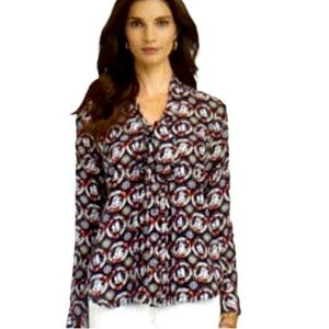 Brooks Brothers Nautical Sail Ship Silk Scarf Tie Blouse